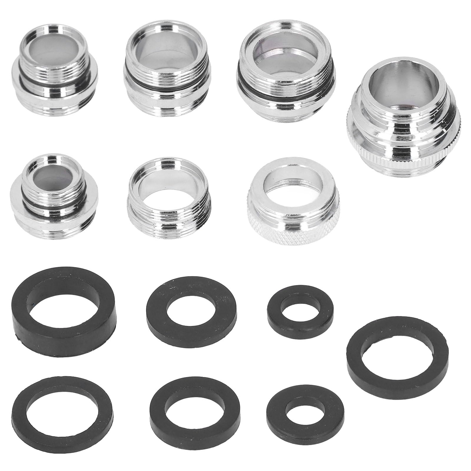 7pcs Metal Faucet Adapter Kit with Gaskets, Kitchen/Male Tap Connector Set for Garden Sprayers/Filters, Hose Diverter Accessories for Sink Water Saving Aerator Appliance