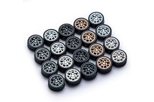 CHENZHIZHAO 1/64 Wheels and Tires Set, 64 Scale die-cast Model Modification, 64 Scale Miniature Scene Production, ABS Injection Rubber Tires, 5 Sets Packaging，Style H