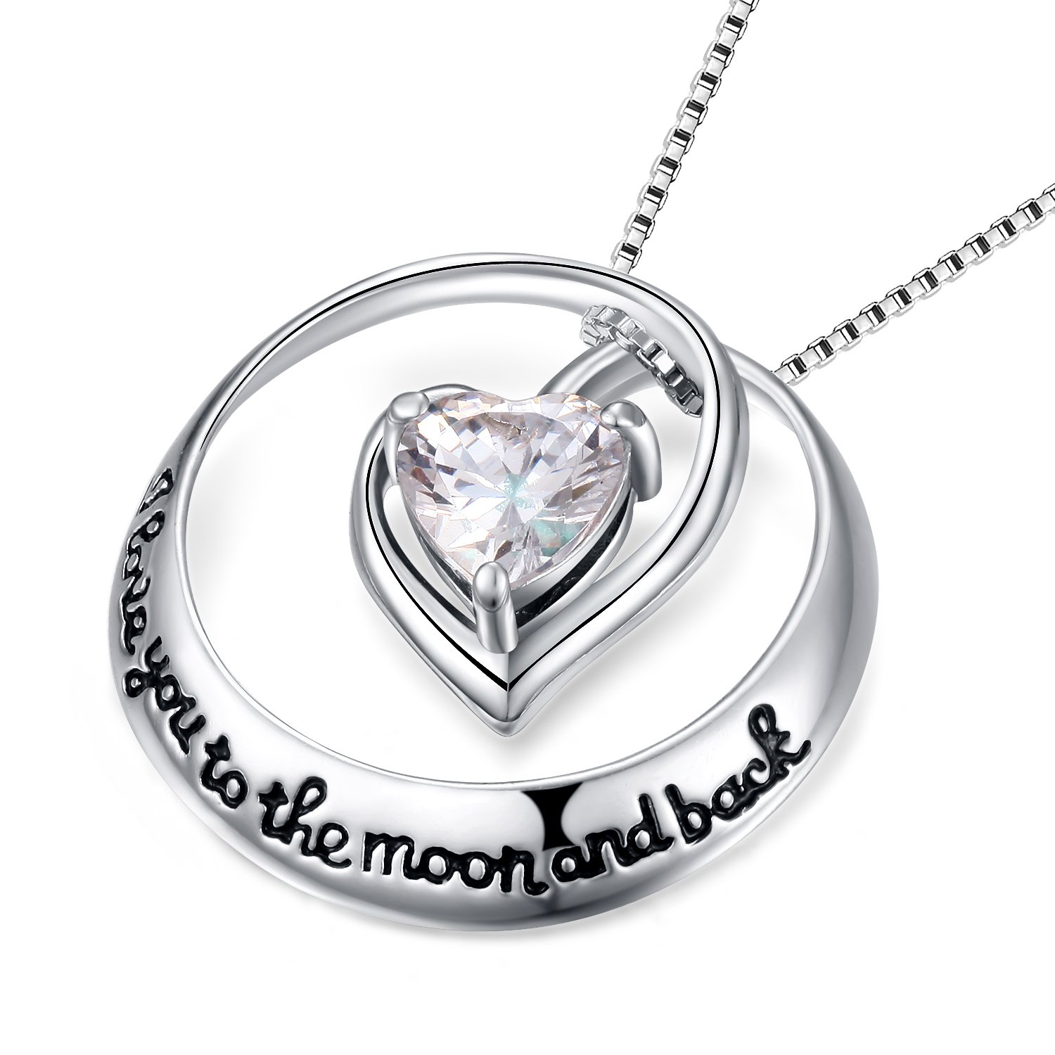 CEINTER Kette Damen Herzförmig Kreisförmig 925 Sterling Silber Damen Ketten Anhanger für Mode Frauen, Kette Silber 45cm