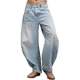 1901 SOCIETY Womens Barrel Jeans Baggy Mid-Low Rise Jeans Y2k Floral Printed Denim Leopard Pants Ankle Boyfriend Denim Pants