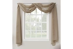 Decotex 1 Piece Sheer Voile Home Decor Fully Hemmed Scarf Valance Swag Topper (54" X 216", Taupe)