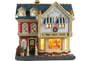 Yinns Ceramic Christmas Houses, Xmas Village House, Music Shoppe Christmas Village Houses Ornamnet Home Decorations