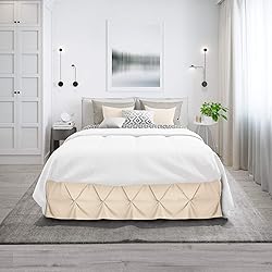 Nestl Beige Cream Bed Skirt Twin Size, Pinch Pleat