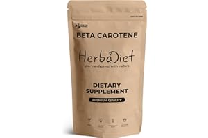HERBADIET Beta Carotene 10% Vitamin A 25000 IU Powder | Immune System Support, Antioxidant Supplement | Cartenoids for Healthy Vision, Eyes & Skin | 100% Natural Betacarotene (1.76 oz - 50 gram)
