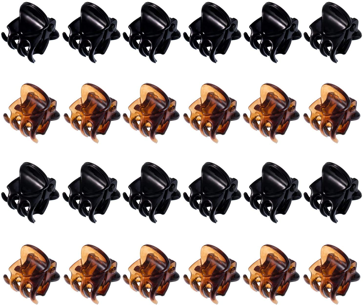 Mini Hair Clips, Women's Hair Gripper 24 Pack Small Hair Clips, Plastic Orchid Clips, Plant Clips, Pins Clamps for Girls Women, Black and Brown