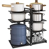 Pot Rack Organizers：CASONNIK 6+1-Tier Adjustable Heavy Duty Pan Organizer Rack for Cabinet ，Multiple Use Modes，Pot Rack & Pan