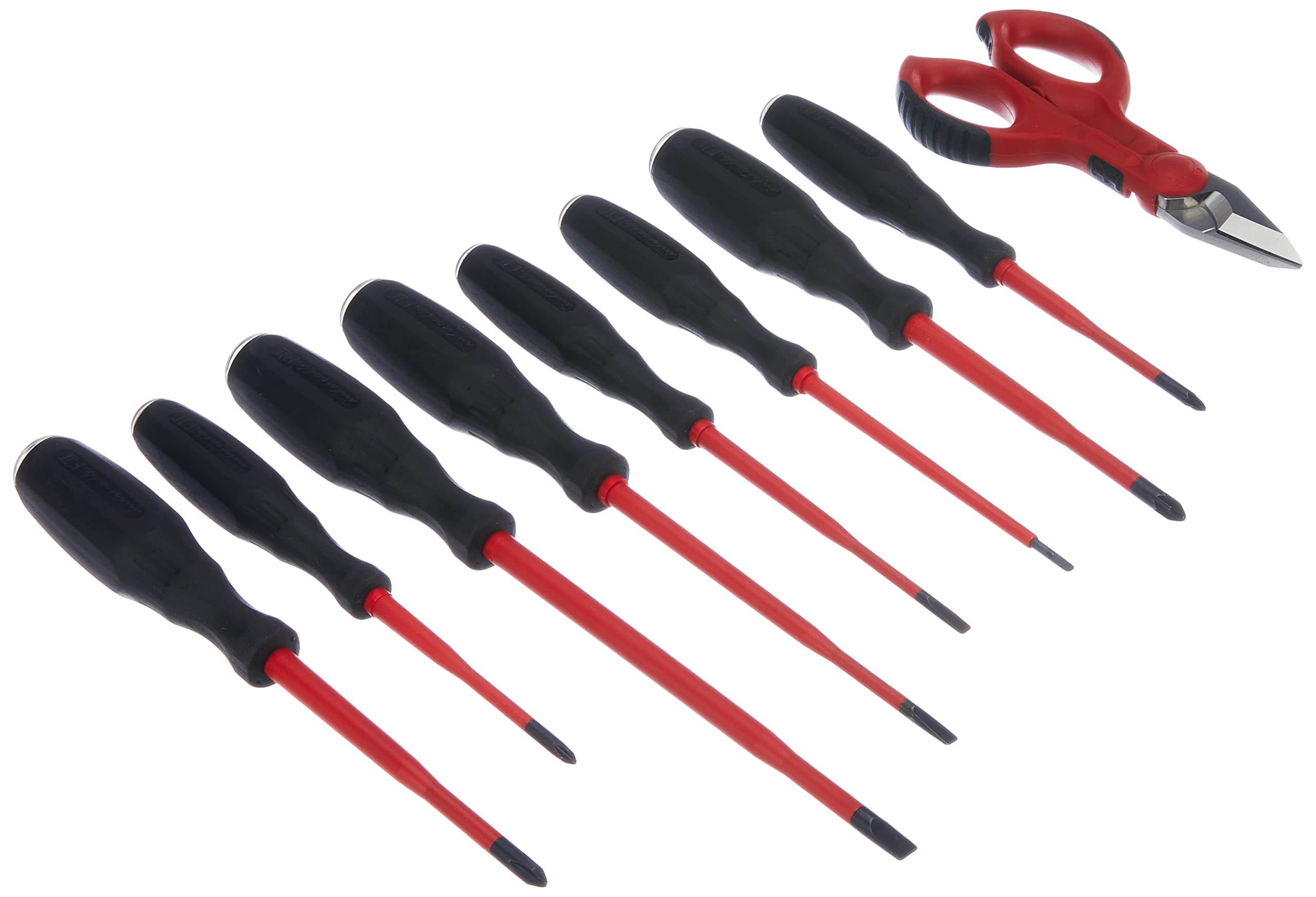 Intercable AO1714 Set of 8 Screwdrivers with F1 Scissors, Red