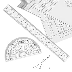 Coopay 12 Inch Math Geometry Tool Plastic Ruler Set