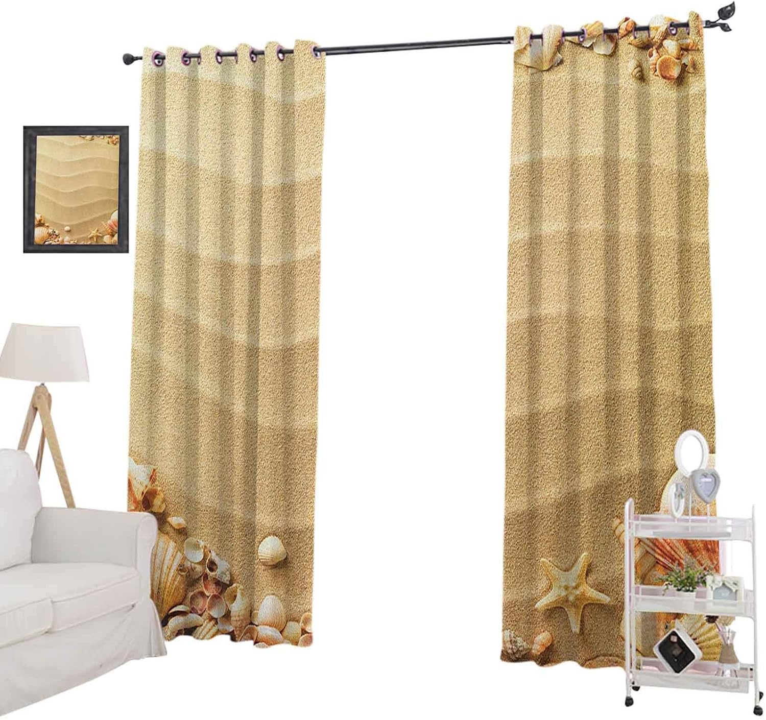 YUAZHOQI Beach Blackout Curtains for BedroomNautical Composition with