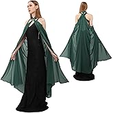 DAZCOS Chiffon Shawls Cape for Women Tulle Cloak for Evening Dresses Wedding Collared Halter Capelet for Christmas