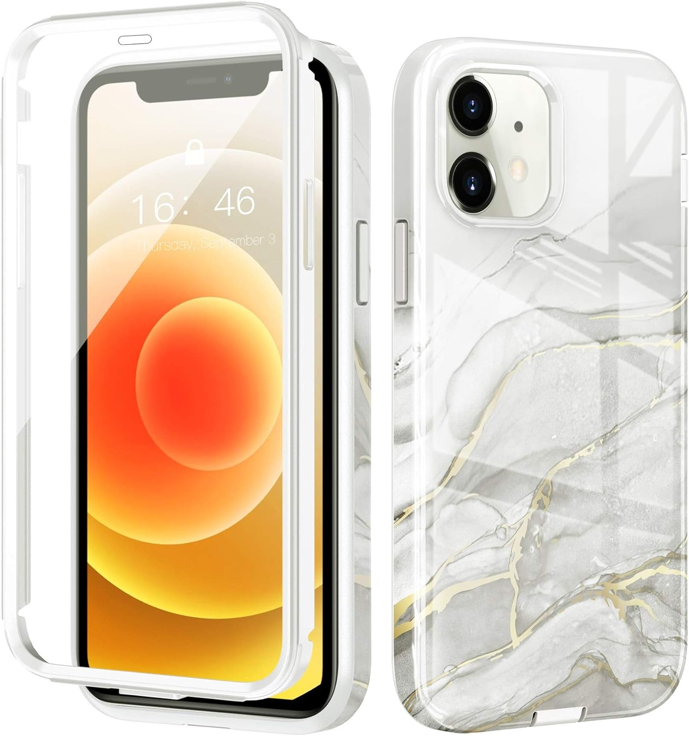 Amazon Com Ztotopcase Marble Compatible With Iphone 12 Mini Case 5 4 Inch Built In Screen Protector Stylish Slim Full Body Drop Protection Cover Shockproof Rugged For Iphone 12 Mini Release White