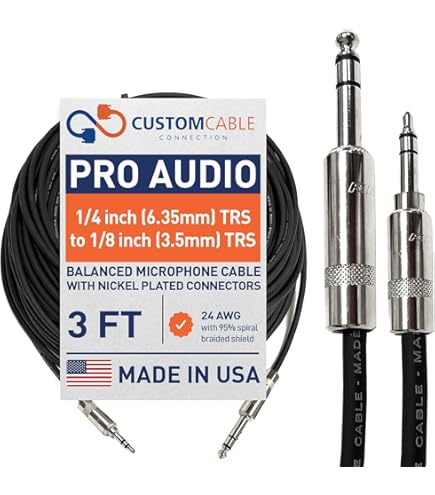 Amazon.com: Custom Cable Connection 1 Foot Pro Audio 1/8 inch (3.5