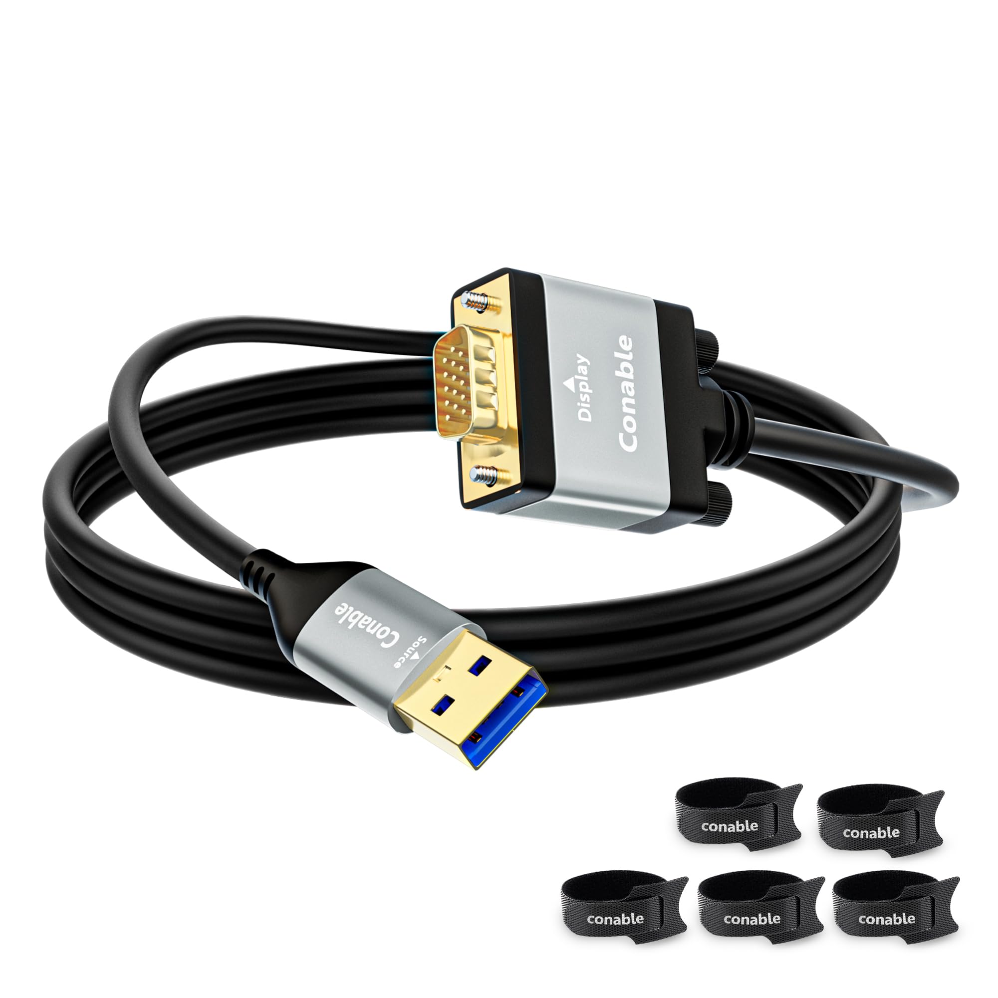 Photo 1 of USB to VGA Adapter Cable 15 FT, Unidirectional USB-A 3.0 to VGA HD Audio Video Cable, Real 1080P@60Hz, for TV, Projector, Monitor, Only Support Windows 11/10/8/8.1/7, Mac OS, Need to Install Driver