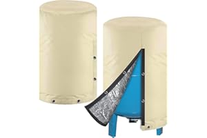 JZHLLA Round Well Pressure Tank Cover, 5 Layers Insulated Water Tank Cover, Antifreeze Well Pump Cover,Window Well Covers Outside for Yard Outdoor (Beige, 24"x34")