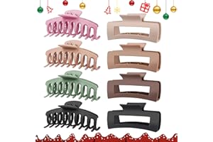 TOCESS 8 Pack Big Hair Claw Clips for Women Large Claw Clip for Thin Thick Curly Hair 90’s Strong Hold 4.33 Inch Nonslip Matte Jumbo Hair Clips (8 Pcs)