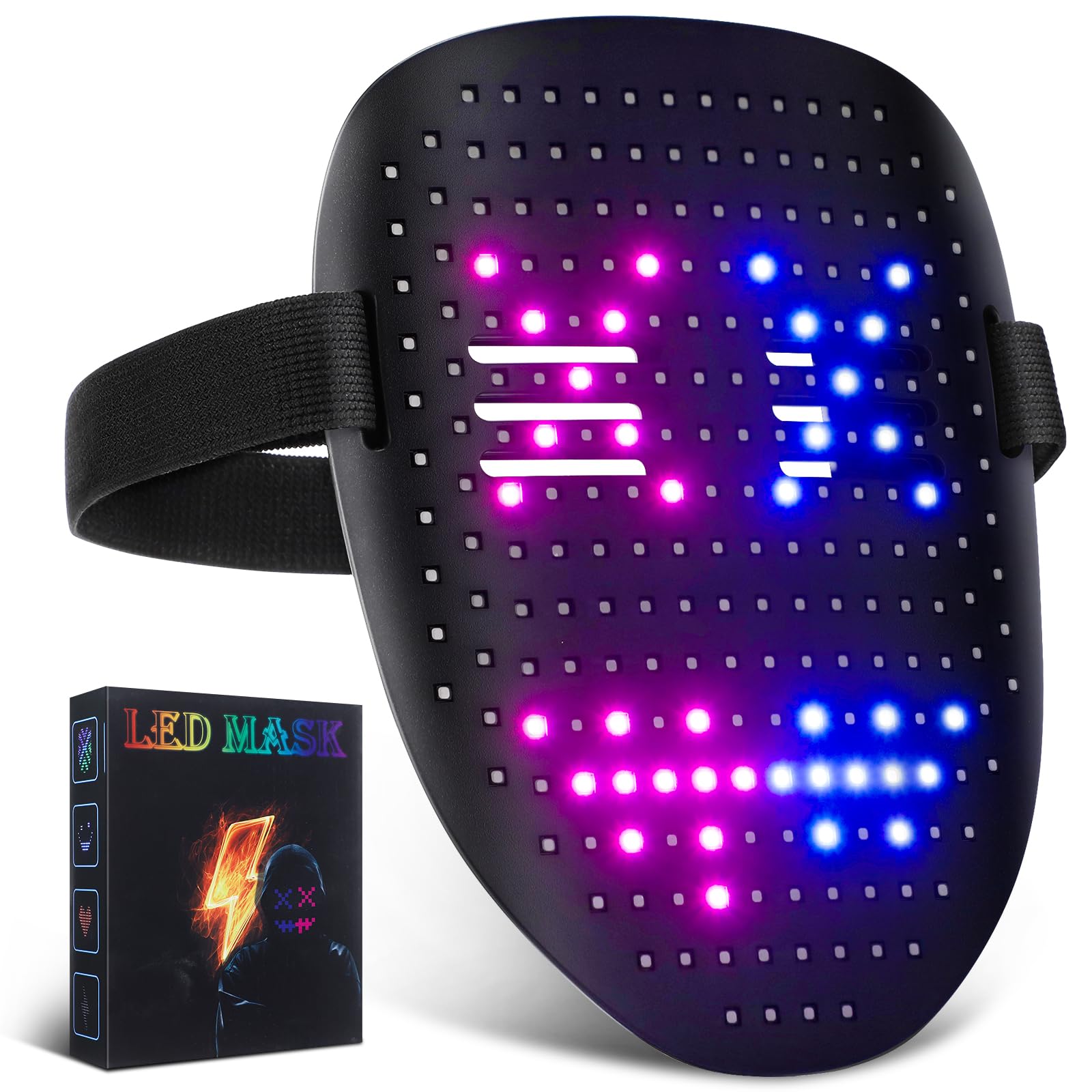 LED Light Up Face Mask, Rechargeable LED Mask With Gesture Sensing Face Transforming Modes, 234 LED Lamp Beads Shining Mask Built-in 50 Images, Suitable for Costume Cosplay Masquerade Halloween — image 1
