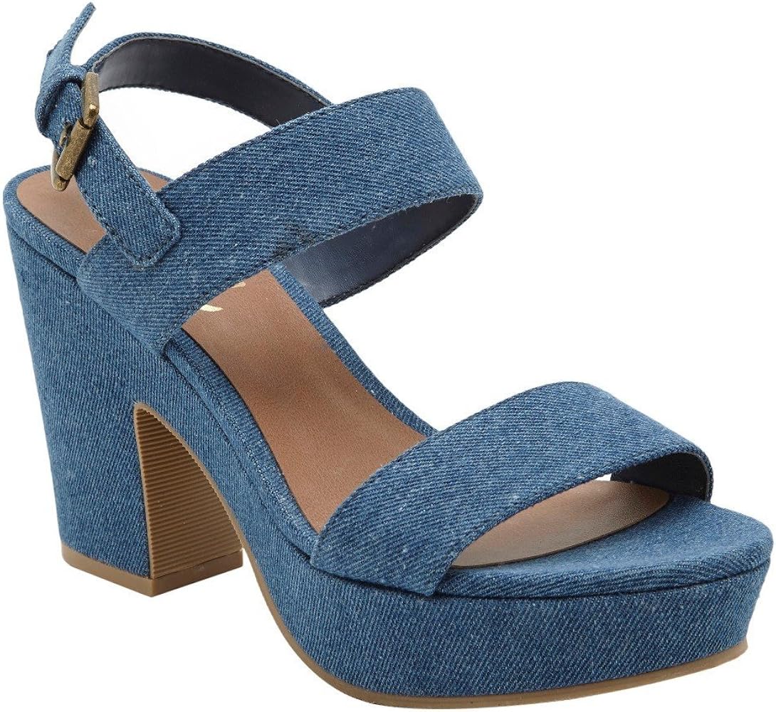 blue platform sandals