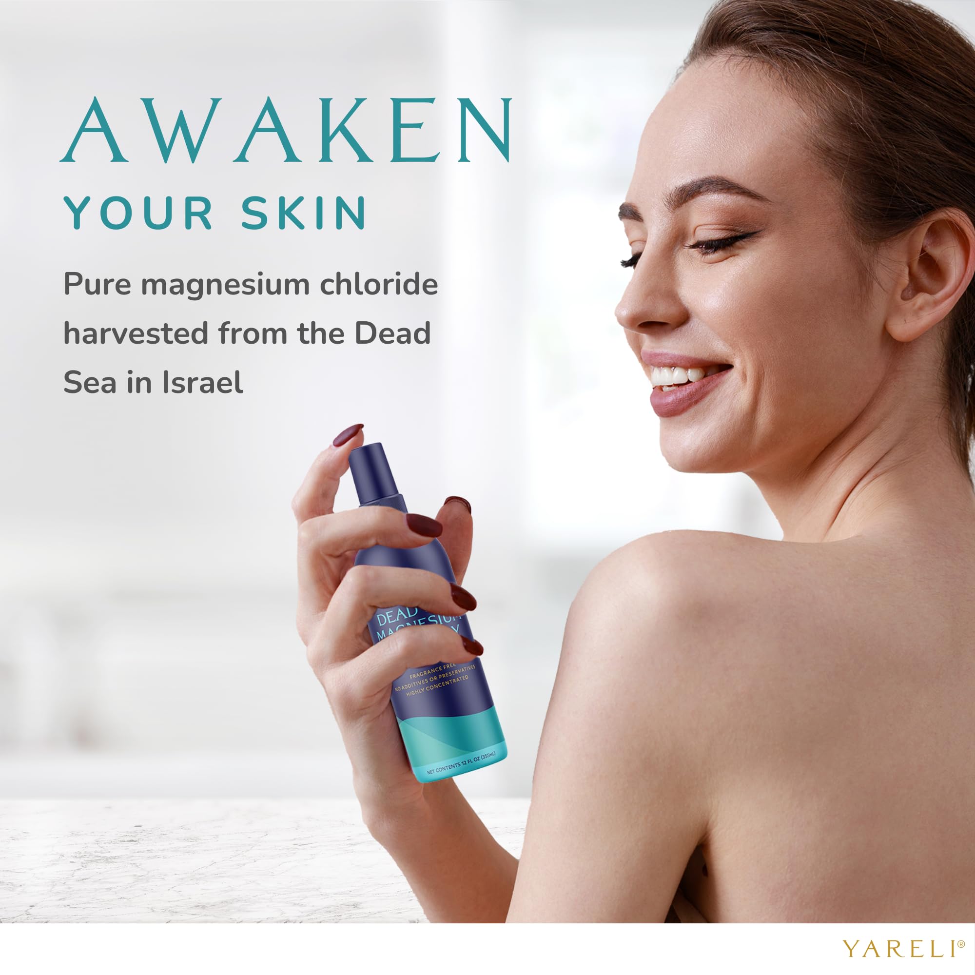 Yareli Magnesium Oil Spray, Ultra Absorbent High Strength Dead Sea Magnesium, 12oz, for Better Sleep and Muscle Relaxation