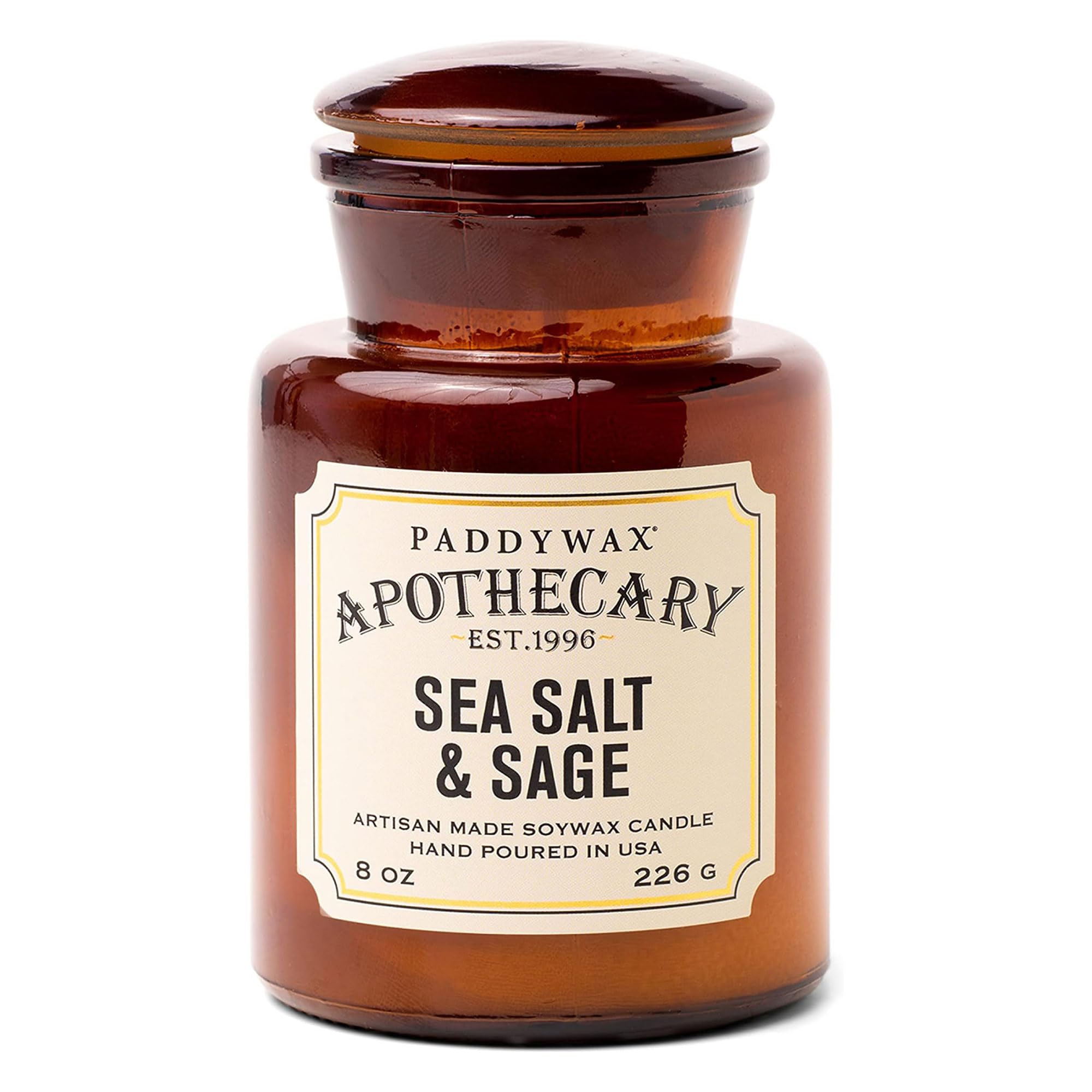 Paddywax Scented Candles Artisan Apothecary Candle, 8-Ounce, Sea Salt & Sage