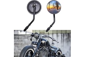 DREAMIZER 3" Motorcycle Vintage Mirrors Round Rear View Mirror 8mm Black Compatible with Harley Davidson Dyna Bobber Softail Chopper Cruiser Cafe Racer Street Electra Glide 1982-2018