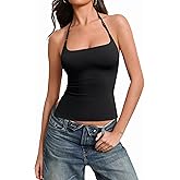 Avidlove Halter Tops for Women Going Out Sexy Side Split Backless Y2K Double Lined Cute Crop Summer Tank Top