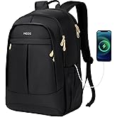 Travel Laptop Backpack for Women 15.6 Inch Computer Backpacks with USB Charging Hole Anti Theft Carry on Bag College Bookbag Large Black Back Pack for Work Business Traveling Commuter Daypack-Black