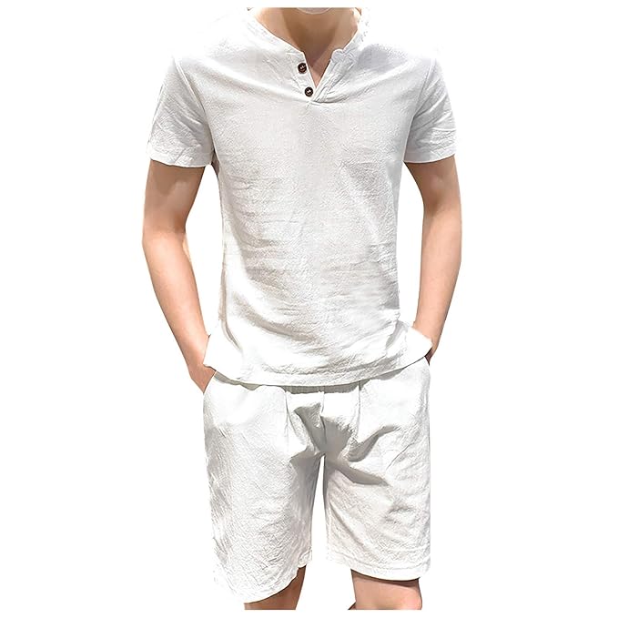 Men's Sports Outfits, Cotton Linen Sets Fashion Casual Comfortable