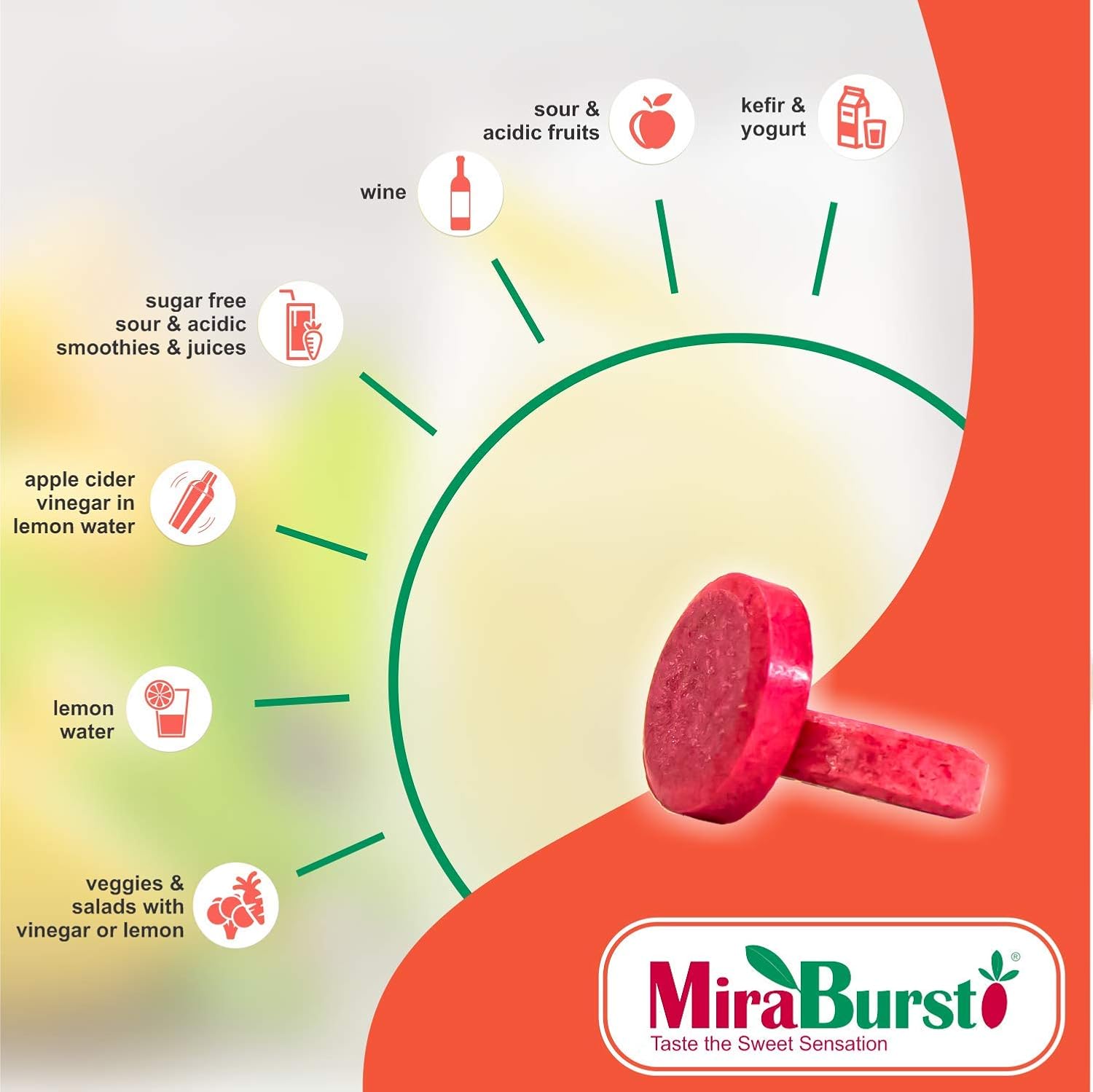 MiraBurst Taste Enhancing Miracle Berry Tablets (10 Count), Produced from 100% Pure Miracle Fruit Powder, No Additives, No Preservatives, Non-GMO, Vegan, Turns Sour and Acidic Food and Drinks Sweet: Health & Personal Care