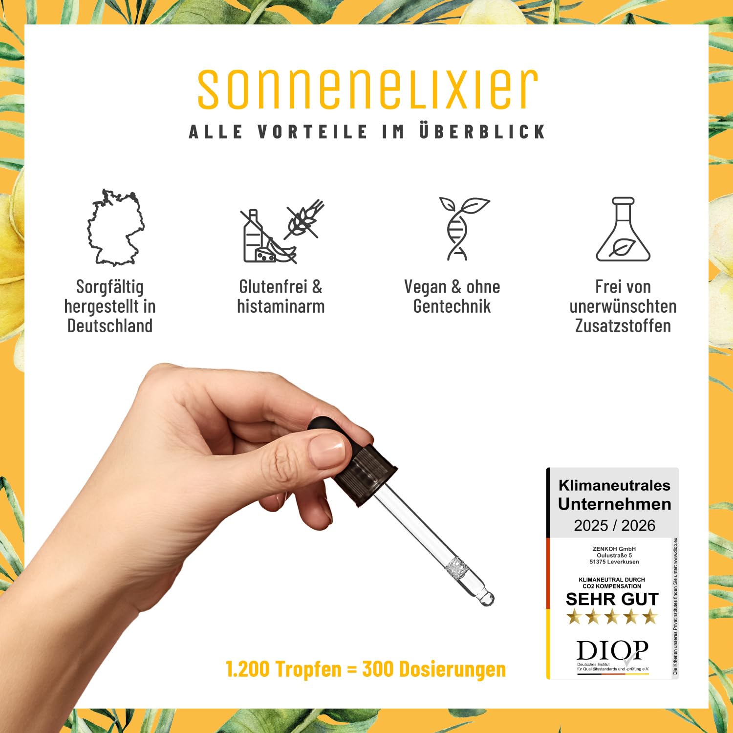 NATURTREU® Vitamin D3 K2 Tropfen hochdosiert & vegan - 20.000 I.E Vitamin D3 + K2 MK7 200 mcg pro Dosis (Depot) 5