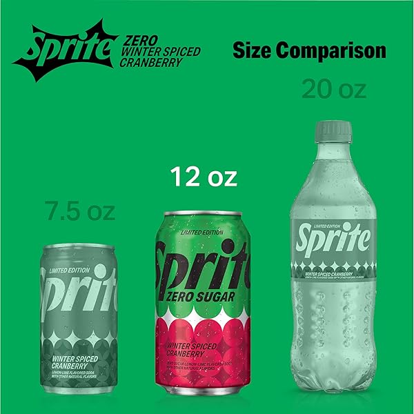 SPRITE WINTER SPICED CRANBERRY ZERO SUGAR SODA POP, 12 FL OZ, 12 PACK