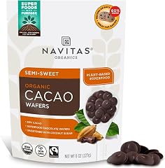 Navitas Organics Semi-sweet Cacao Wafers – 60% Cocoa – Dark Chocolate for Baking & Snacking – Ethically Sourced Chocolate – U