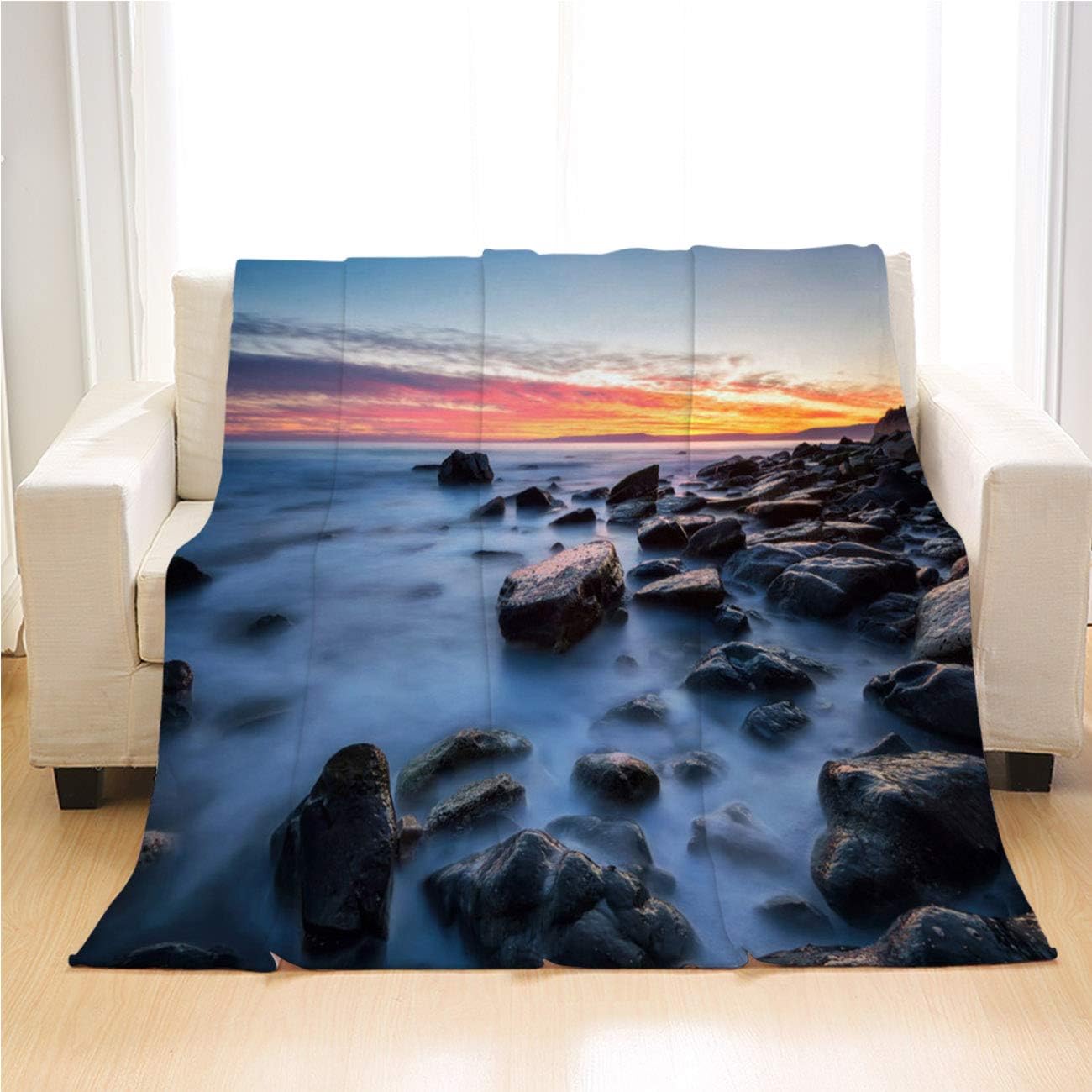 Reef Beach Sunset Blanket,Luxury Super Soft Throw Blanket