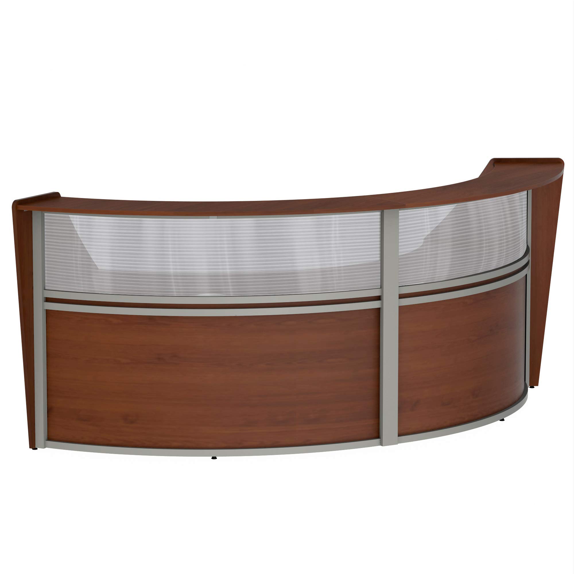 Linea Italia Curved Office Clear Easy to Assembly 2 Panel Reception Desk Counter for Lobby, Salon, 1