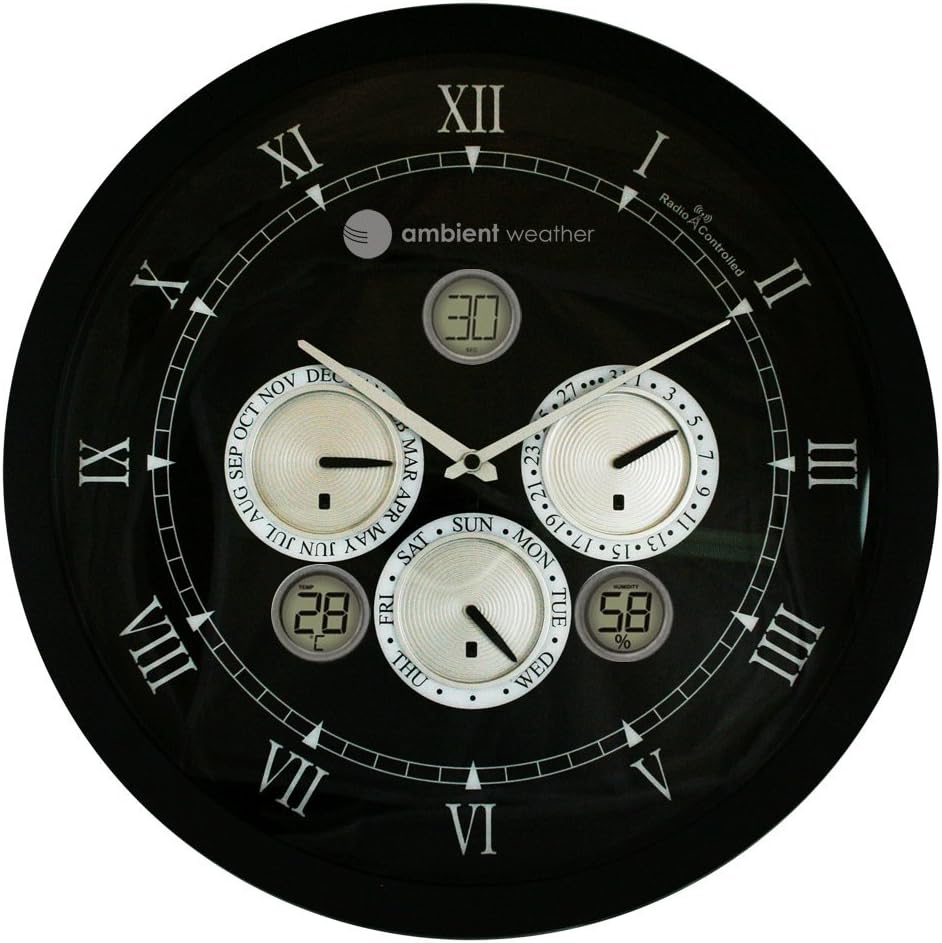 radio controlled wall clock with temperature and humidity