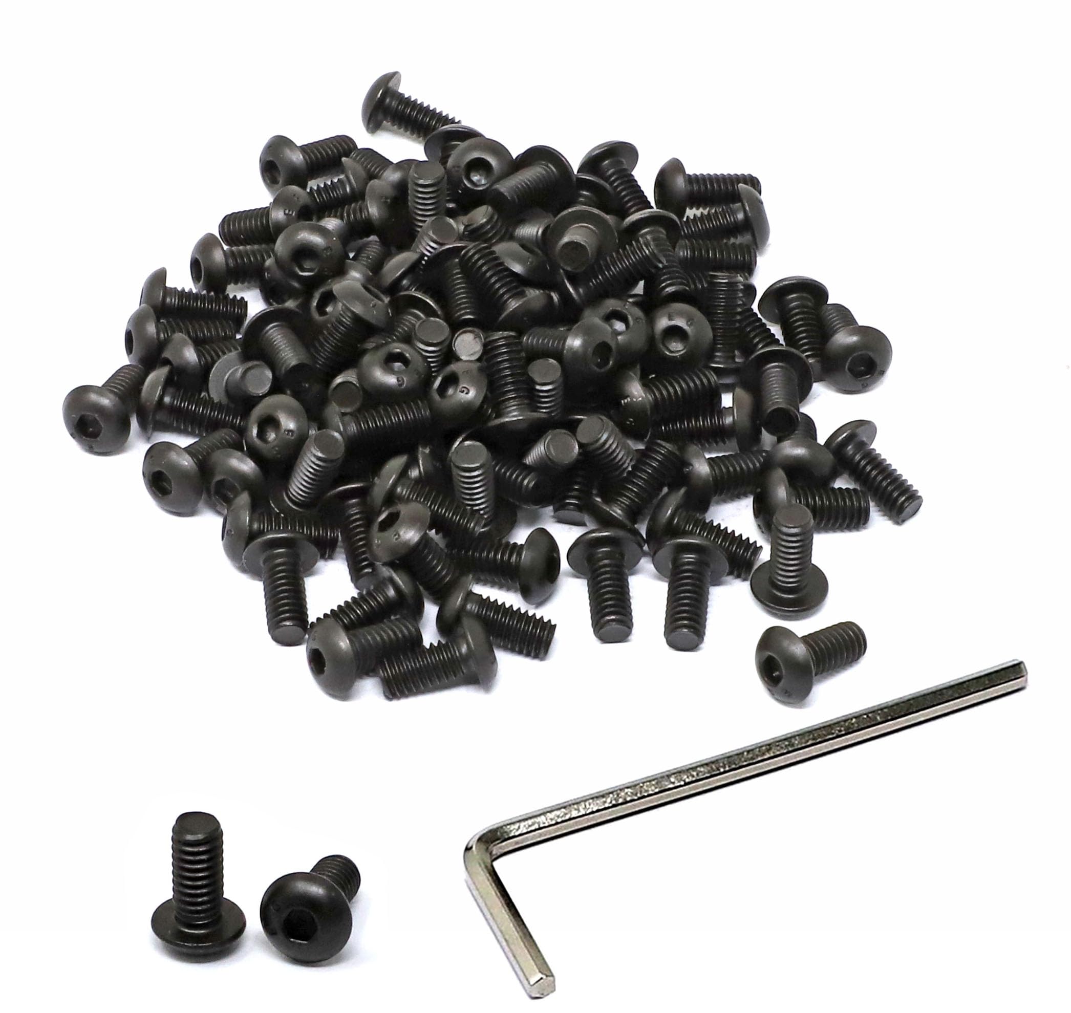Photo 1 of iexcell 100 Pcs #8-32 x 3/8" Alloy Steel 10.9 Grade Hex Socket Button Head Cap Screws Bolts Kit, Black Oxide Finish