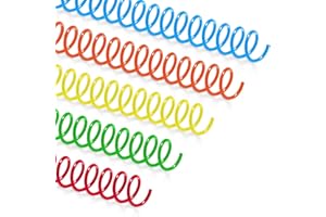 TOTiyea 50 Pack Plastic Spiral Binding Coils, 3/8 Inch (10mm), 4:1 Pitch, Assorted Colors, Plastic Binding Spirals (Red, Oran