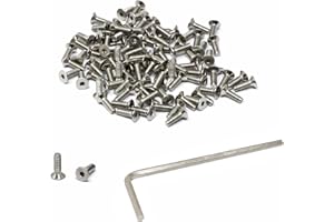 iexcell 100 Pcs M2.5 x 8mm Thread Pitch 0.45 mm Stainless Steel 304 Hex Socket Flat Head Cap Screws Bolts Kit