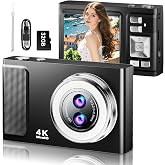 JDZ 4K Digital Camera for Photography with Autofocus and 32GB Card - Black | Travel Camara 48MP Vlogging Camera for YouTube, 16X Zoom Retro CCD Style Compact Point and Shoot Camera for Teens