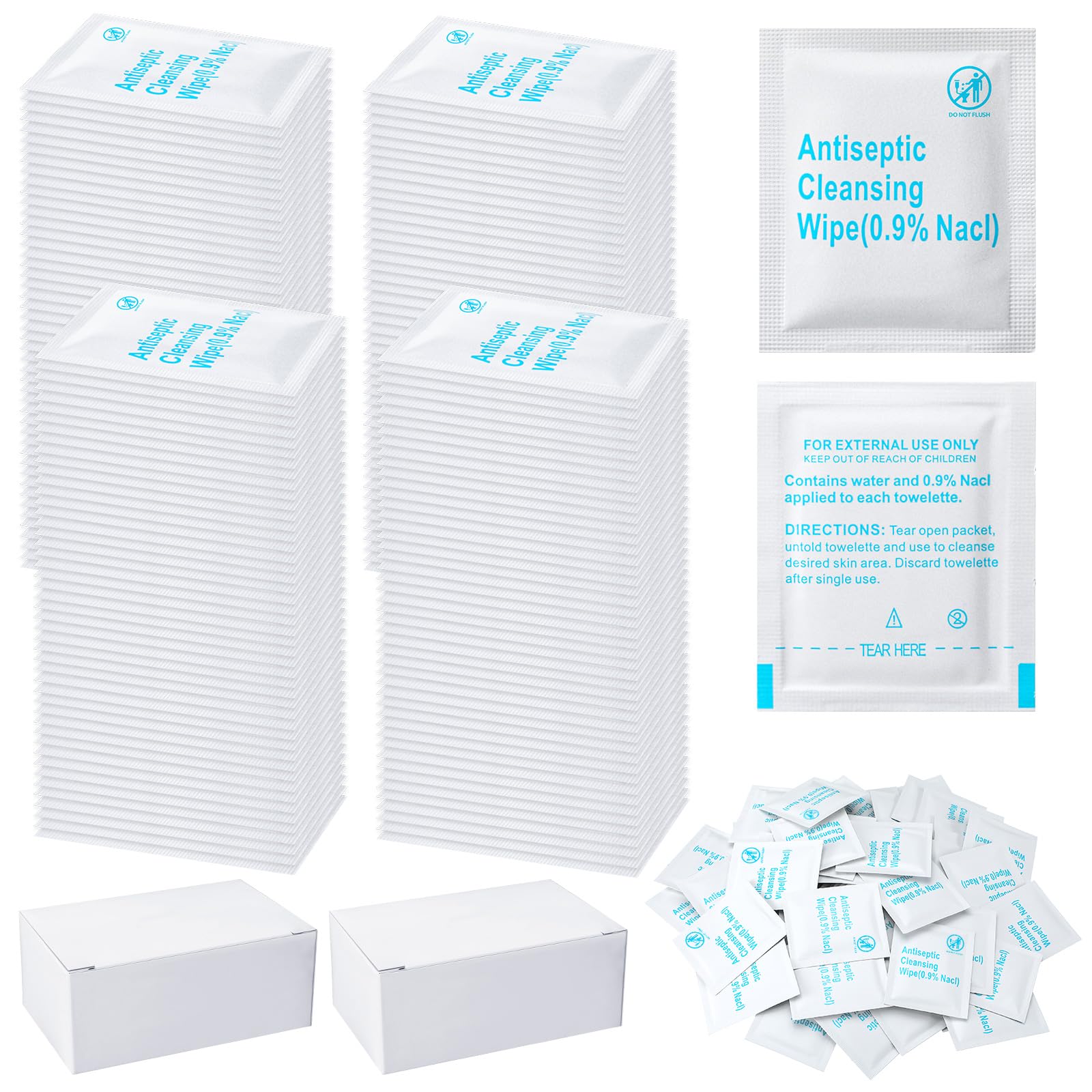 Photo 1 of Treela 300 Pcs Sterile Saline Wipes Antiseptic Cleansing Individually Wrapped Travel Wet Wipes Unscented Cleansing Face Eye Wound Aftercare Swabs for Adult Travel Individual Packet