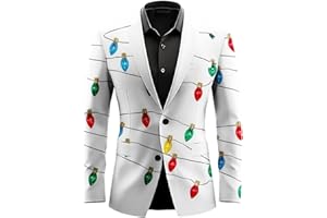 Christmas Suit for Men 2025 Casual Slim Fit Formal Dress Funny Ugly Xmas Blazer Print Jacket Sport Coat Holiday Party