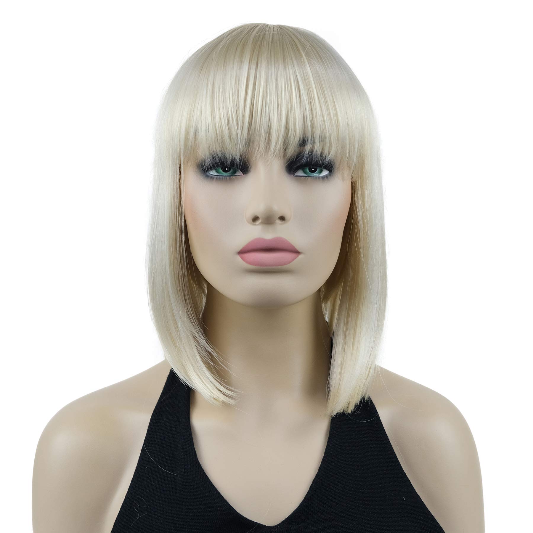 Lydell 10" Short Straight Bob Hair Wigs with Bangs Synthetic Hair Cute Wigs (613 Blonde)