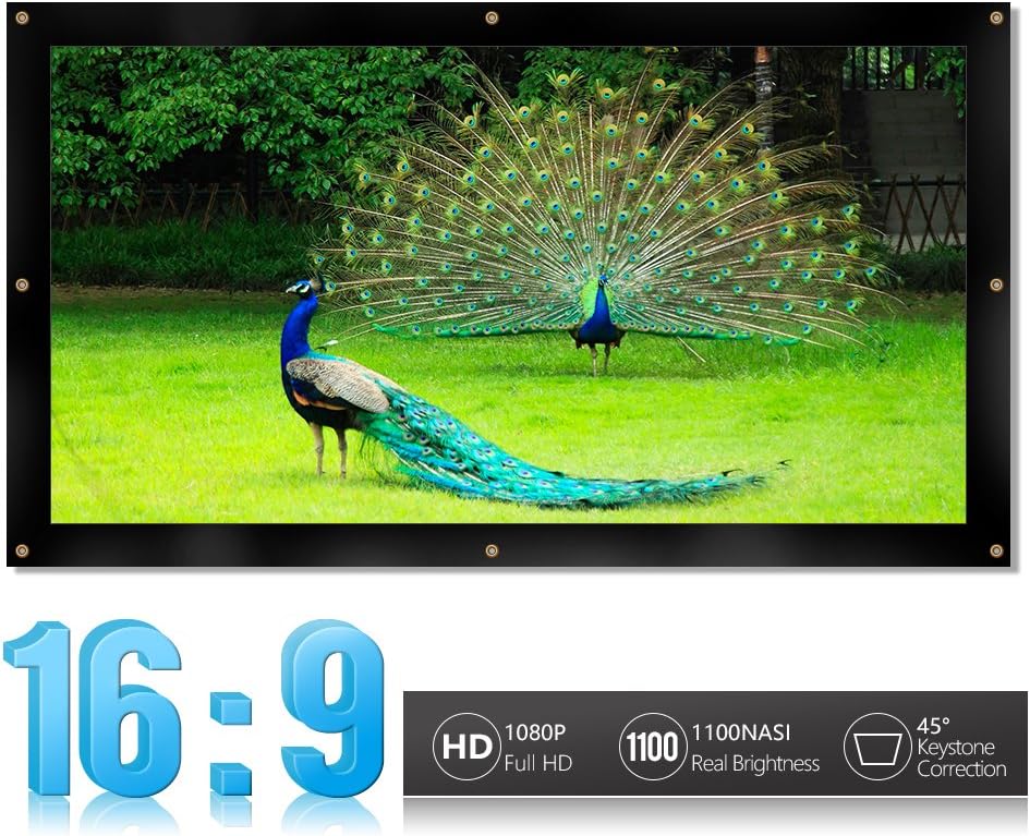 16:9/4:3 HD Matte White Projector Screen Portable Folded Home Theater Cinema Projection Screen With Eyelets For HDTV/Sports/Movies/Presentations (Design : 16:9, Size : 150-inch)