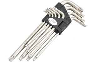 Jetech 9 PCS Tamper-Resistant Torx Star Key Wrench Set, Security Allen Key Wrench Set (with Hole), S2 Steel, Torx Size: TT10,