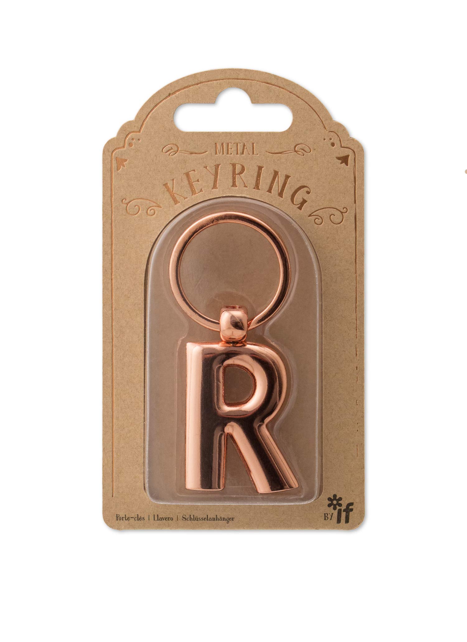 IF Metal Letter Keyring Personalised Alphabet Letters - Rose Gold - R — image 1