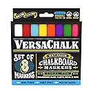 Chalk Markers for Chalkboard by VersaChalk (Reversible Tip, Neon) - Erasable Dustless Water-Based Non-Toxic Liquid Wet Erase Pens