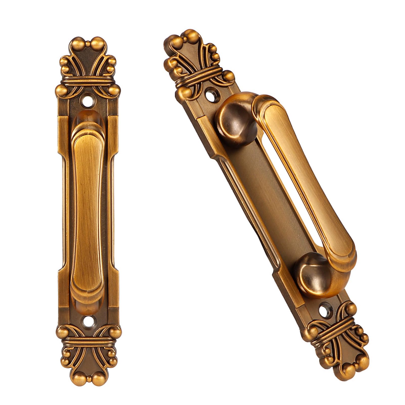 Vintage Antique Brass Handle, 2PCS/Set European Kitchen Cupboard Handles, Rustic Cabinet Drawer Wardrobe Door Handles Zinc Alloy Closet Door Grab Pulls Wardrobe Fitting Hardware Accessory