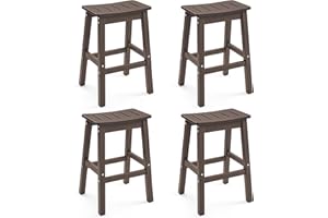 Homenjoy Outdoor Bar Stools Set of 4, 25" HDPE Counter Height Bar Stools, All Weather Resistant Patio Bar Stools for Balcony, Backyard, Dark Brown