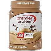 Premier Protein Powder, Café Latte, 30g Protein, No Added Sugar, 100% Whey Protein, Keto Friendly, Soy & Gluten Free, 95mg Caffeine for Energy, 23.9 oz, 17 Servings (Packaging May Vary)