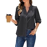 Senllen Womens Button Down Shirts 2025 Eyelet Embroidered Blouses Loose Business Casual Long Sleeve Cotton Tops S-XXL