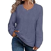 CARCOS Womens Plus Size Tops Fall Cable Knit Sweaters Long Sleeve Shirts Crewneck Lightweight Tunic Tops Winter XL-5XL